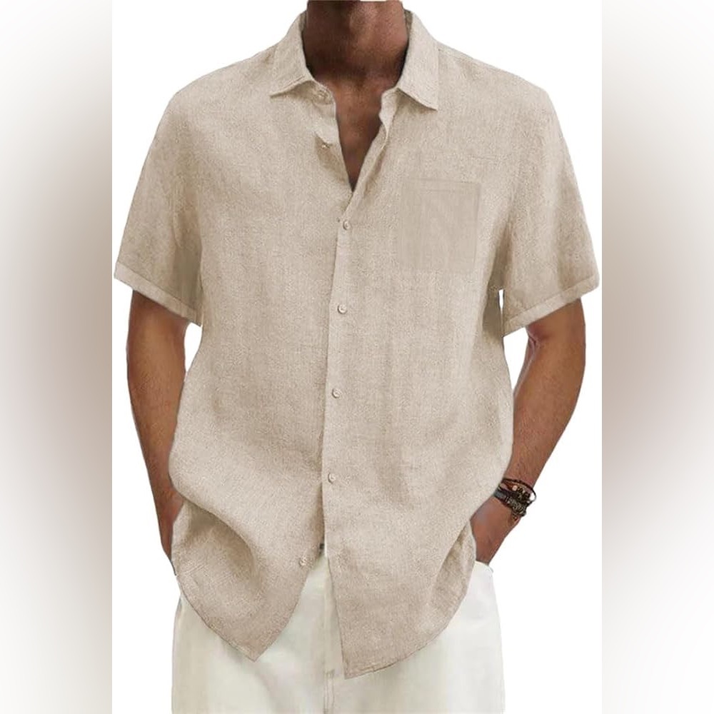 Tasso Elba Men's Light Beige Casual Shirt